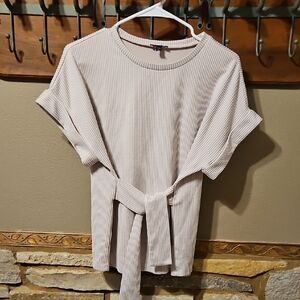 Express Tie Striped Short Sleeve Top Size Small